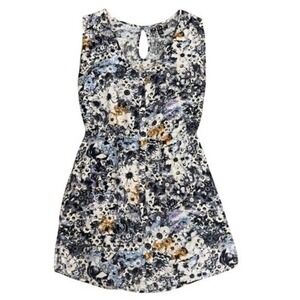 Volcom Floral Print Sleeveless A-Line Dress Women Size Small Keyhole Button Back